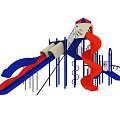 Colorful Playground Equipment With Red Blue Slides Ladders And Tower Structure