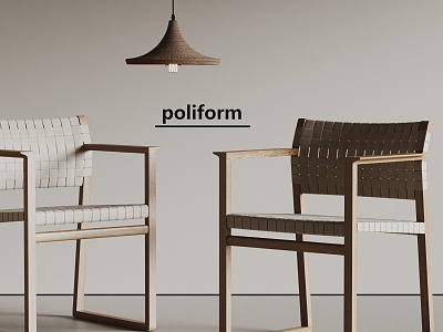 Modern poliform Dining Chair Solid Wood Dining Chair Single Chair Rattan Dining Chair 3d model