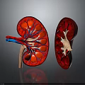Human Kidneys 3D Anatomical Model Showing Internal Structure And Blood Vessels