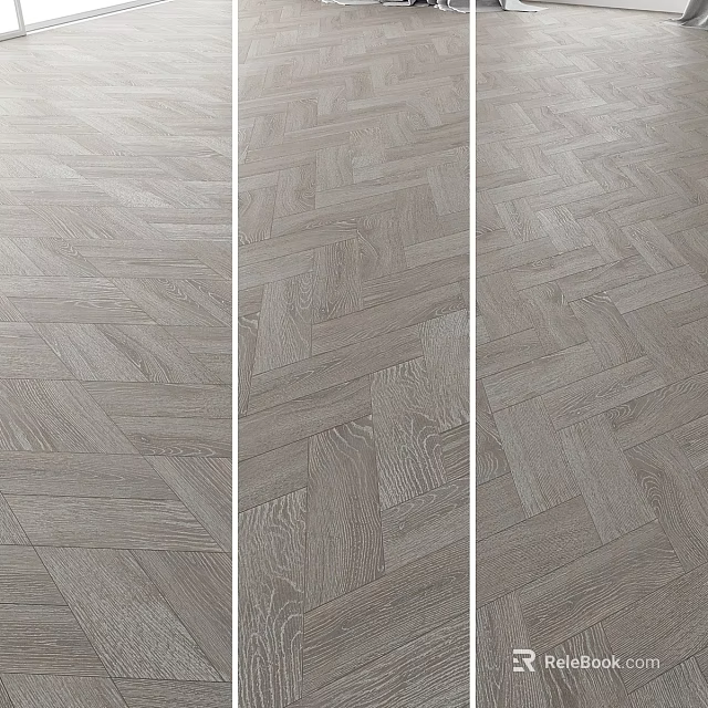 Natural Wooden Flooring With Herringbone Pattern And Light Gray Texture For Interior Design 3d model