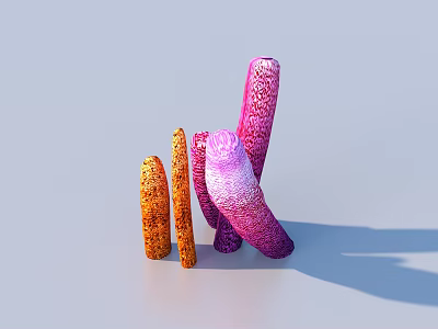 Stylish Modern Ornament Decor Set Featuring Pink Orange Textured Abstract Shapes For Home Decoration 3d model