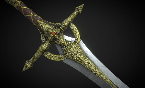 Dark Fantasy Golden Sword 3d model