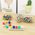 Colorful Decorative Ornament Set with Transparent Containers Tray and Small Balls