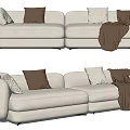 Modern double sofa multiplayer sofa 3d model