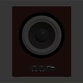 Square Brown Speaker System with Modern Design Round Driver and Branded Logo 3d model
