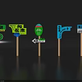 Directional Signage with Left Turn Right Direction Safety Exit and Bicycle Route Indicators