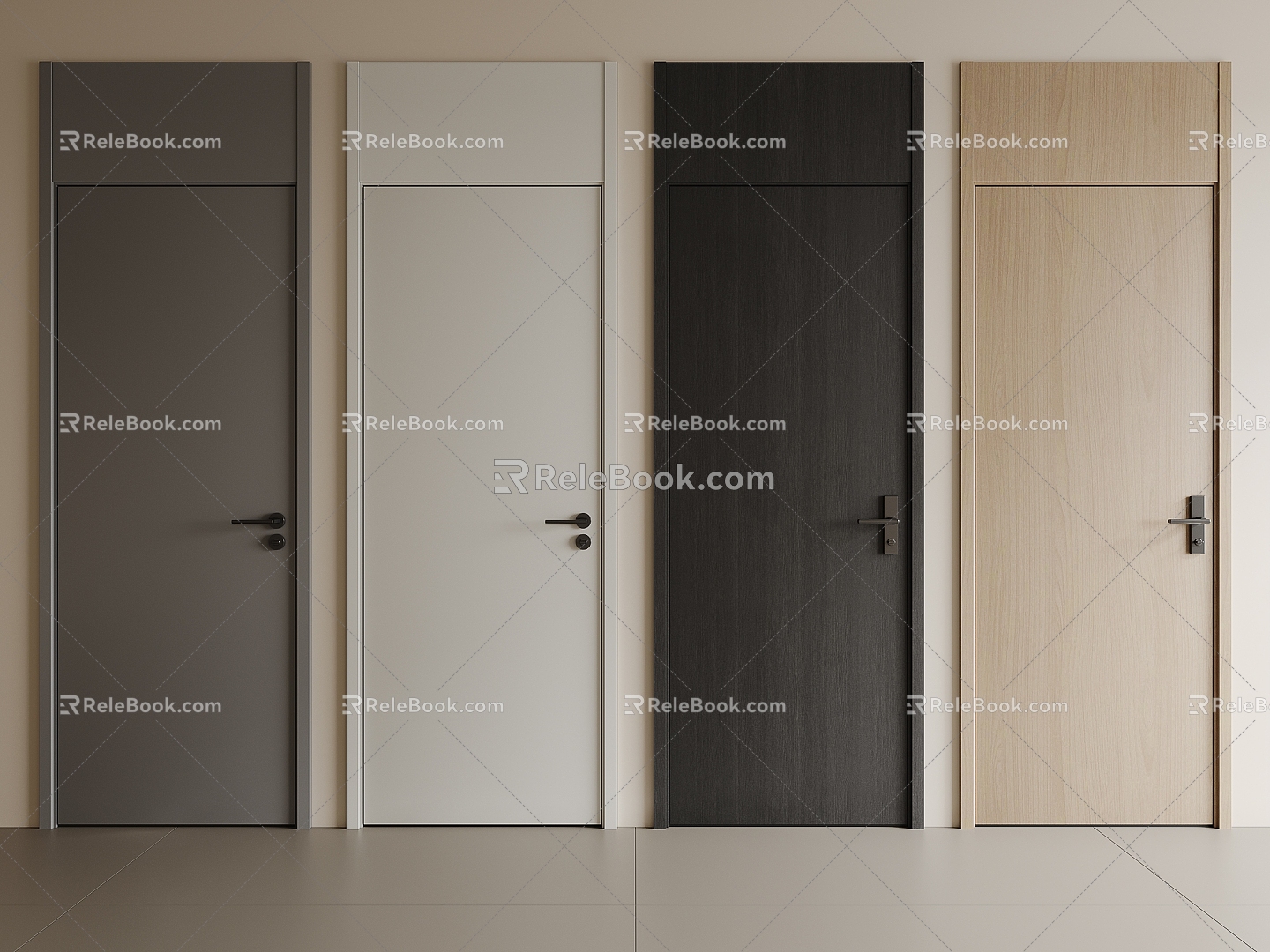 Top Door Bedroom Door Wooden Door Solid Wooden Door Swing Door Flat Face Door Lock 3d model