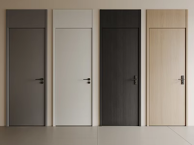 Minimalist Flush Doors with Different Colors and Metal Handles for Home Interiors 3d model