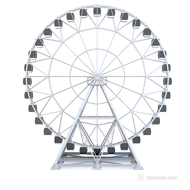 Ferris Wheel Amusement Park Ride With Metal Structure And Black Cabins For Outdoor Entertainment 3d model 