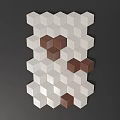 Stylish Hexagonal Wall Decor 3D White And Brown Modules Patterned Arrangement On Dark Wall Background