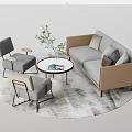 Modern Sofa And Coffee Table With Gray Chairs Green Plant Magazine On Gray Rug