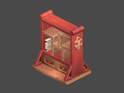 Traditional Wooden Bookcase With Carved Design Drawers And Glass Display Shelves 3d model