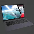 Gray Laptop With Screen Showing Ocean View Clouds And Black Keyboard 3d model