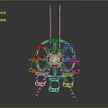 Colorful Ferris Wheel Model With Detailed Cabins And Metal Support Structure