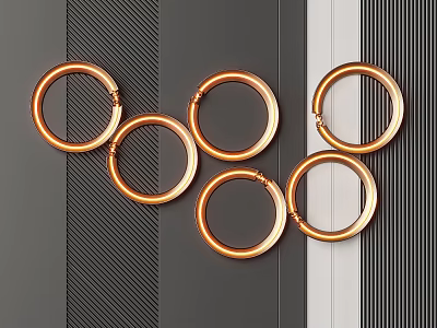 Golden Brass Ring Shaped Wall Lamps For Modern Minimalist Interior Decor 3d model