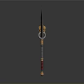Spiked Weapon With Circular Central Decoration And Metallic Chain Handle Design 3d model