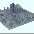 Urban Aerial View Planning With High Rise Buildings Stadium River And Green Spaces