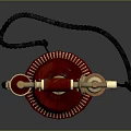Vintage Red Telephone With Gold Decorations And Rotary Dial Design Elements