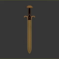 Traditional Historical Sword with Golden Blade Brown Hilt and Decorative Guard Design