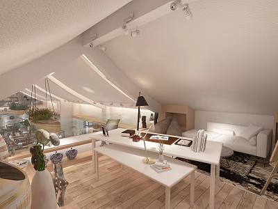 Loft Style Boutique Store With White Furniture Wooden Floors And Open Layout 3d model
