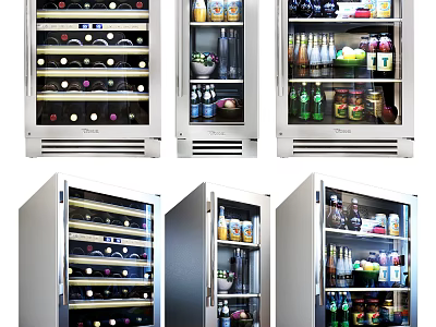 Modern Stainless Steel Wine Cooler With Interior Storage For Wine Bottles Drinks And Beverages 3d model