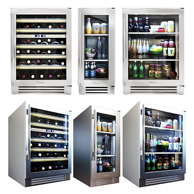 Modern Stainless Steel Wine Cooler With Interior Storage For Wine Bottles Drinks And Beverages 3d model