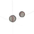 Two White Sports Equipment Baseballs With Red Stitching And Worn Texture Design