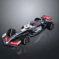 Modern F1 Race Car Design With Black Red White Aerodynamic Body And Haas Livery