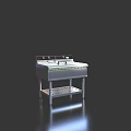 Stainless Steel Commercial Kitchen Appliance With Control Panel And Lower Shelf 3d model