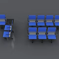 Modern Blue Public Chairs With Metal Frame Arranged In Indoor Space
