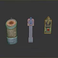 Three Decorative Ornamental Items With Intricate Patterns And Gemstone Accents