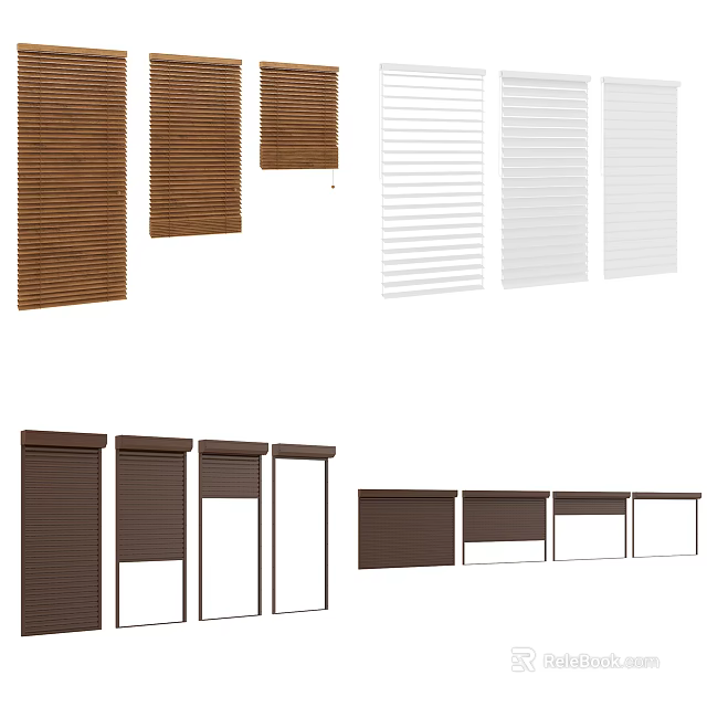 Window Blinds With Multiple Colors And Various Design Styles For Home Decor 3d model