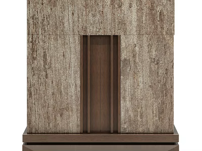 Wooden Nightstand With Natural Wood Texture Vertical Groove Design And Sleek Base 3d model