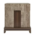 Wooden Nightstand With Natural Wood Texture Vertical Groove Design And Sleek Base
