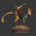 Handcrafted Camel Sculpture With Decorative Saddle Colorful Fabric And Ornate Base