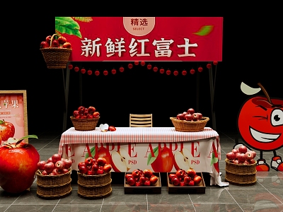 Modern Red Apple Fruit Commercial Beauty Chen Red Apple Stall Net Red Commercial Street Exhibition Rack Net Red Market Stall model