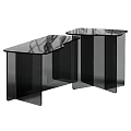 Modern Transparent Coffee Table Set With Geometric Brown Acrylic Structure Design