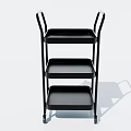 Sturdy Black Three Tier Utility Cart With Wheels For Mobile Storage 3d model