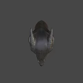 Game Fantasy Character Black Dragon Head With Glowing Eyes Horns And Scaly Texture