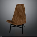Modern Wooden Chair With Curved Backrest Seat And Black Metal Legs