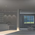 Modern Teahouse Interior With Large Windows Wooden Furniture Bookshelves And Natural Light