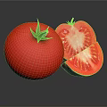 Fresh Ripe Red Tomato Whole And Sliced With Green Leaves On Black Background