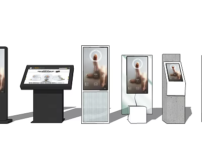 Public Facilities Modern Information Kiosks With Touchscreen Interface And Various Designs 3d model
