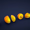 Fresh Mango Fruits Whole And Sliced With Pit Arranged On Dark Surface
