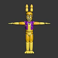 Yellow Wooden Figure With Rabbit Ears And Pink Polka Dot Vest Arms Outstretched
