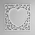 Heart Shaped Plant Painting With Lotus Flowers Dragonfly In Carved Wooden Frame On Light Wall