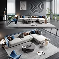 Modern Living Room Interior Featuring L Shaped Sofa Coffee Table Set With Decorative Pillows
