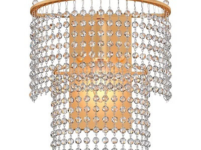 Elegant Crystal Wall Sconce With Gold Frame And Hanging Beads For Interior Decor 3d model