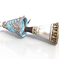 Ornate Decorative Horn With Blue Enamel Gold Patterns And Carved Details