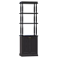 Black Tall Storage Shelf With Multi Tier Design And Cabinet Base